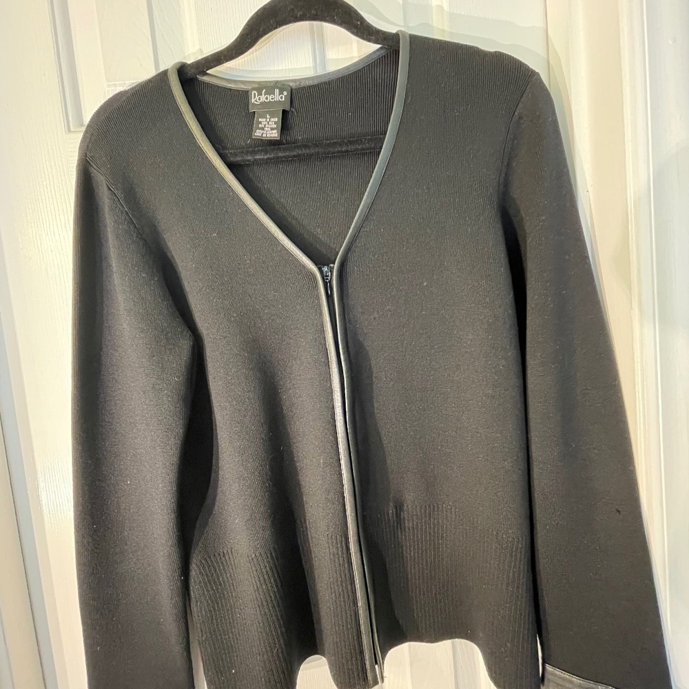 Rafaella Leather Trim Sweater